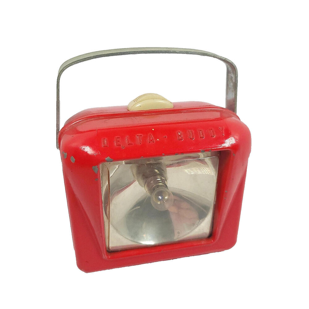 Vintage Red Hand Held Delta Buddy Flashlight Lantern Railroad Train Needs Bulb?
